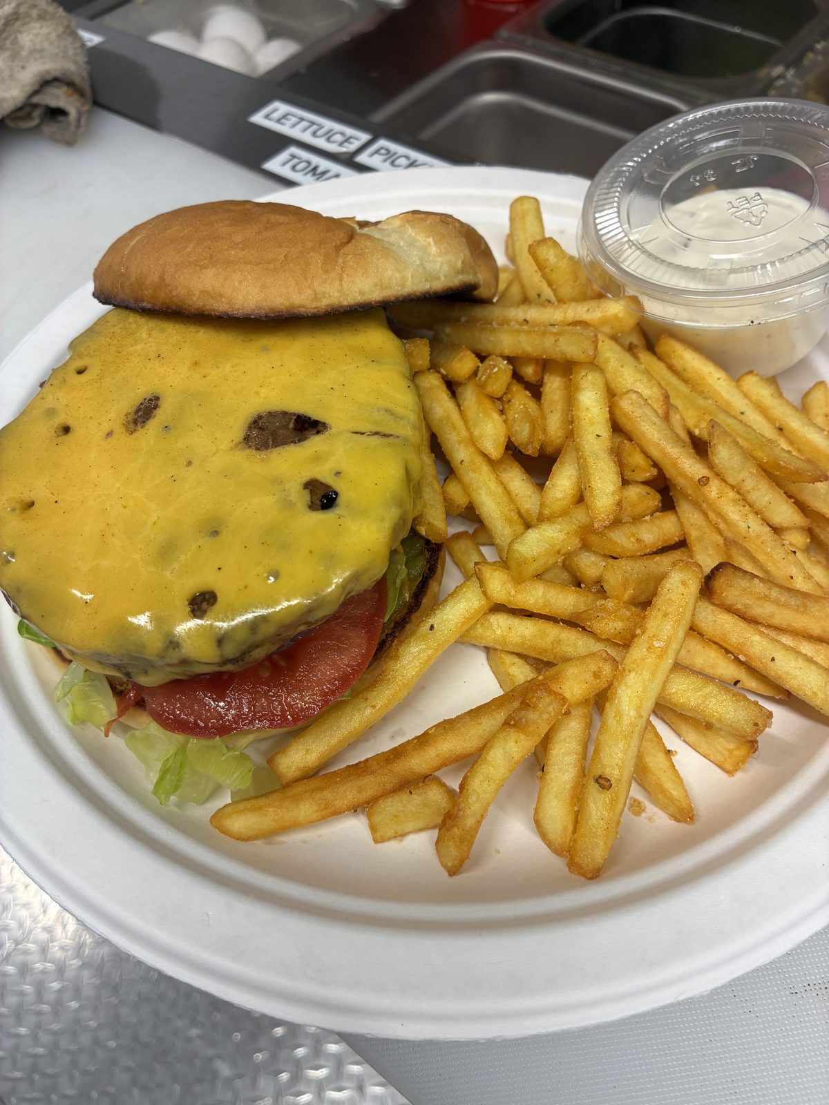 Classic cheeseburger with fries