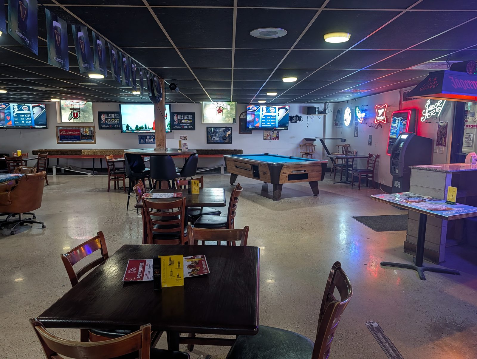 Games room with pool and shuffleboard