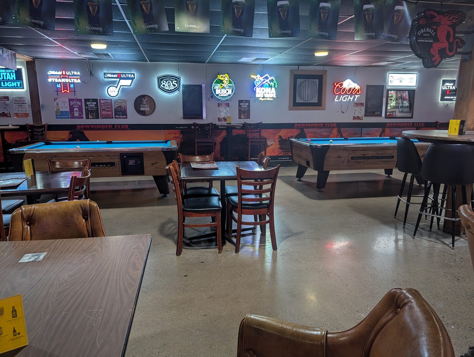 Pool tables at Down Under